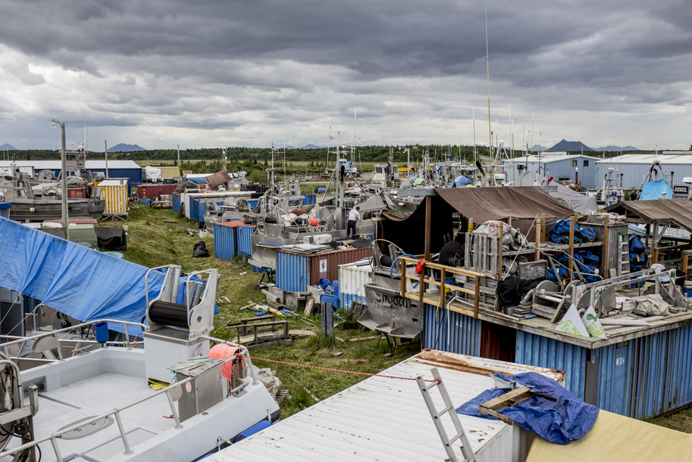 Bristol Bay boat yard showing shipping container accommodations 